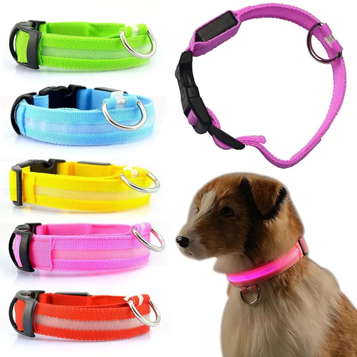 QUE PATAS PET SHOP - Collar LED para Mascotas Rosado Talla XL