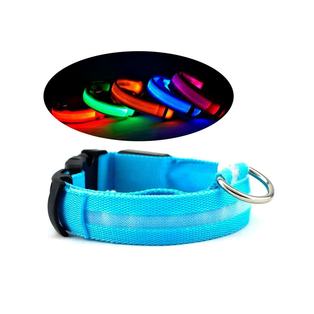 QUE PATAS PET SHOP - Collar LED para Mascotas Celeste Talla XL