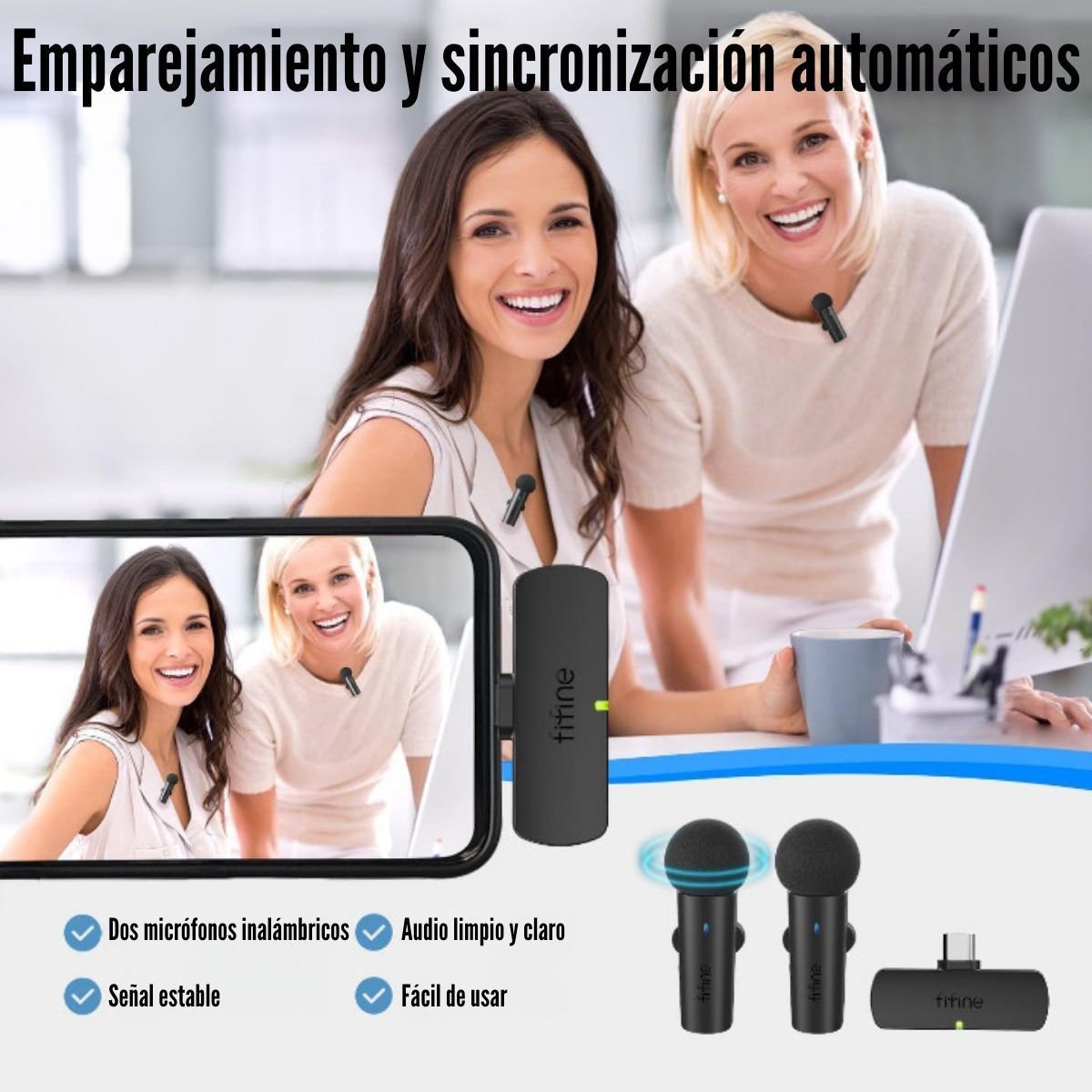 FIFINE - Fifine - Micrófono Lavalier M8 Wireless Type C Omnidireccional