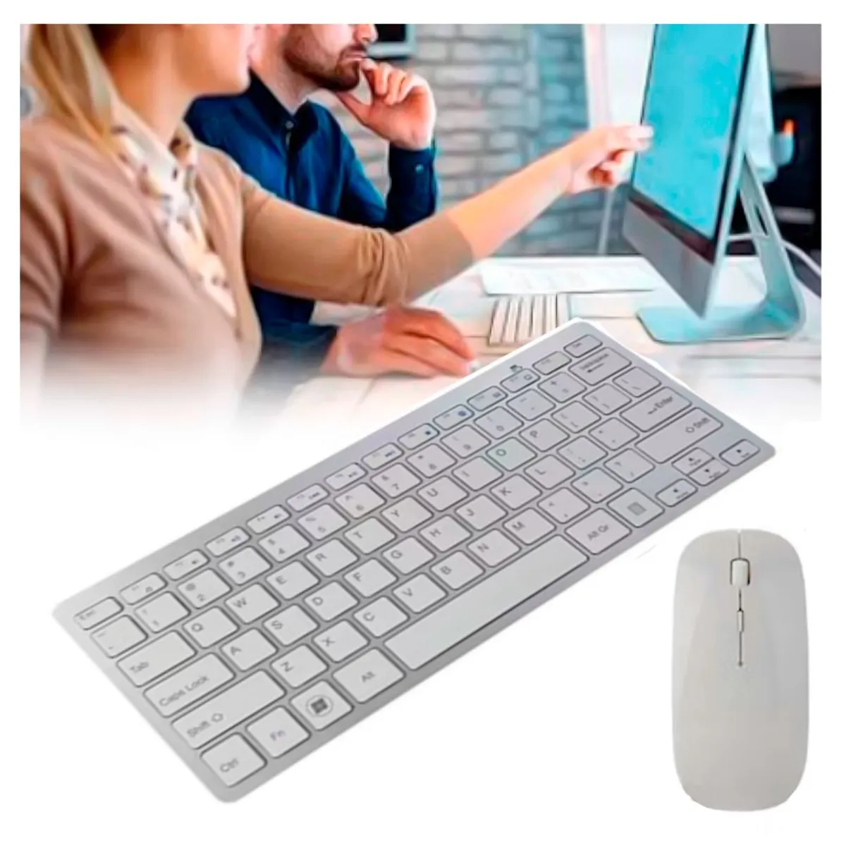 SEISA - Teclado Y Mouse Portatil Bluetooth Inalambrico Usb Seisa Oficina