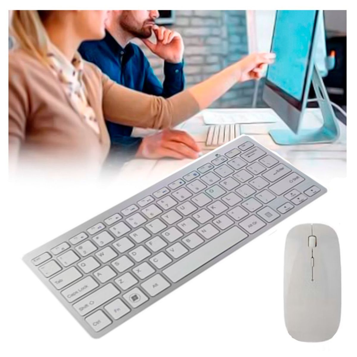 SEISA - Teclado Y Mouse Portatil Inalambrico Receptor USB Para PC Seisa