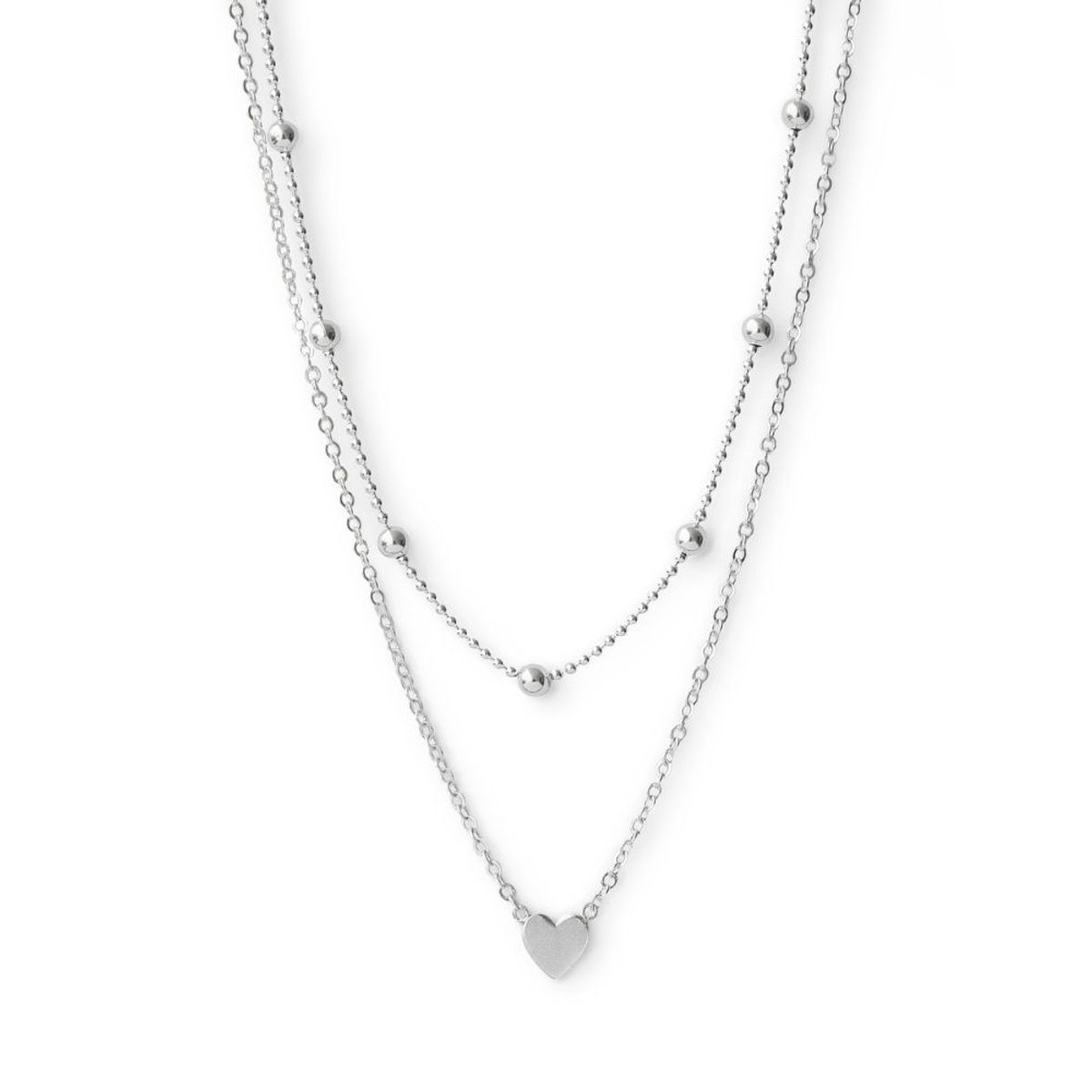 AMBAR JOYERIA - Collar Layers Corazon Satélite Plata 925