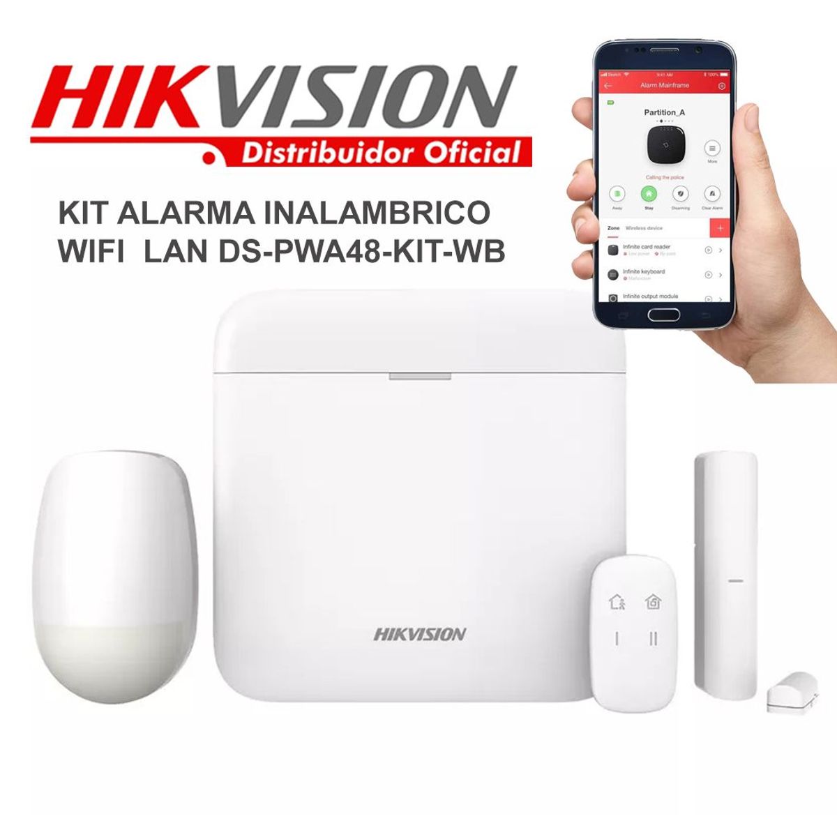 HIKVISION - KIT ALARMA WIFI INALAMBRICO HIKVISION DS-PWA48-KIT-WB 48 ZONAS