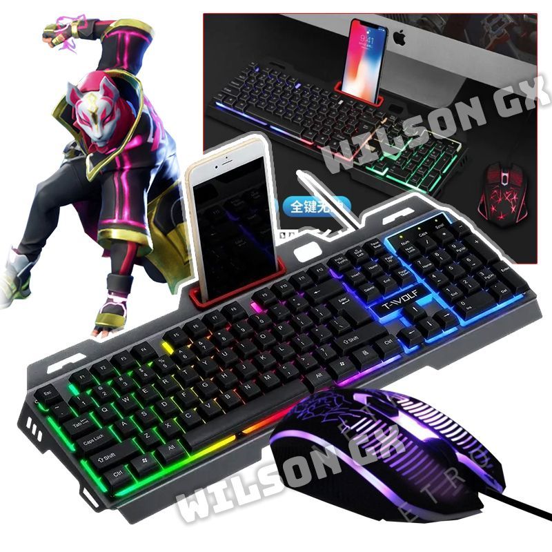 GENERICO - Kit Combo Gamer Teclado Metálico  Mouse RGB con luces para PC