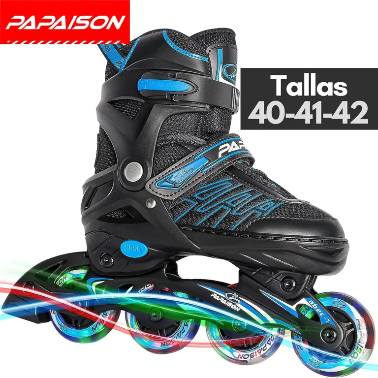 Patines en Línea Ajustables A01 - Azul - Tallas 40-41-42 ABEC-7 82A con ...