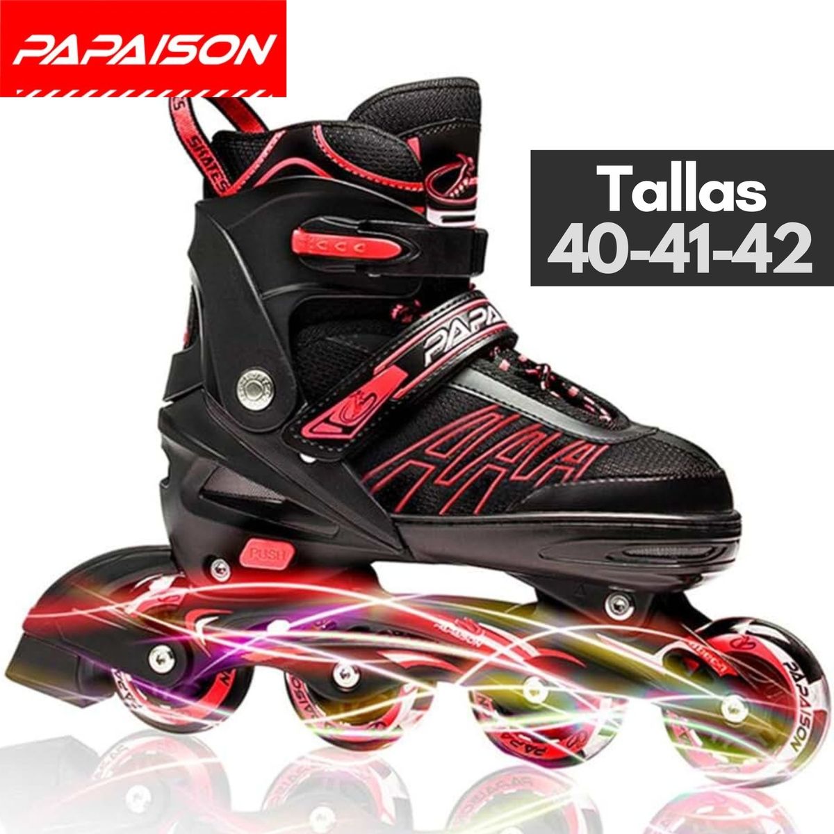 PAPAISON - Patines en Línea Ajustables Adultos A01 RD Tallas 40-41-42