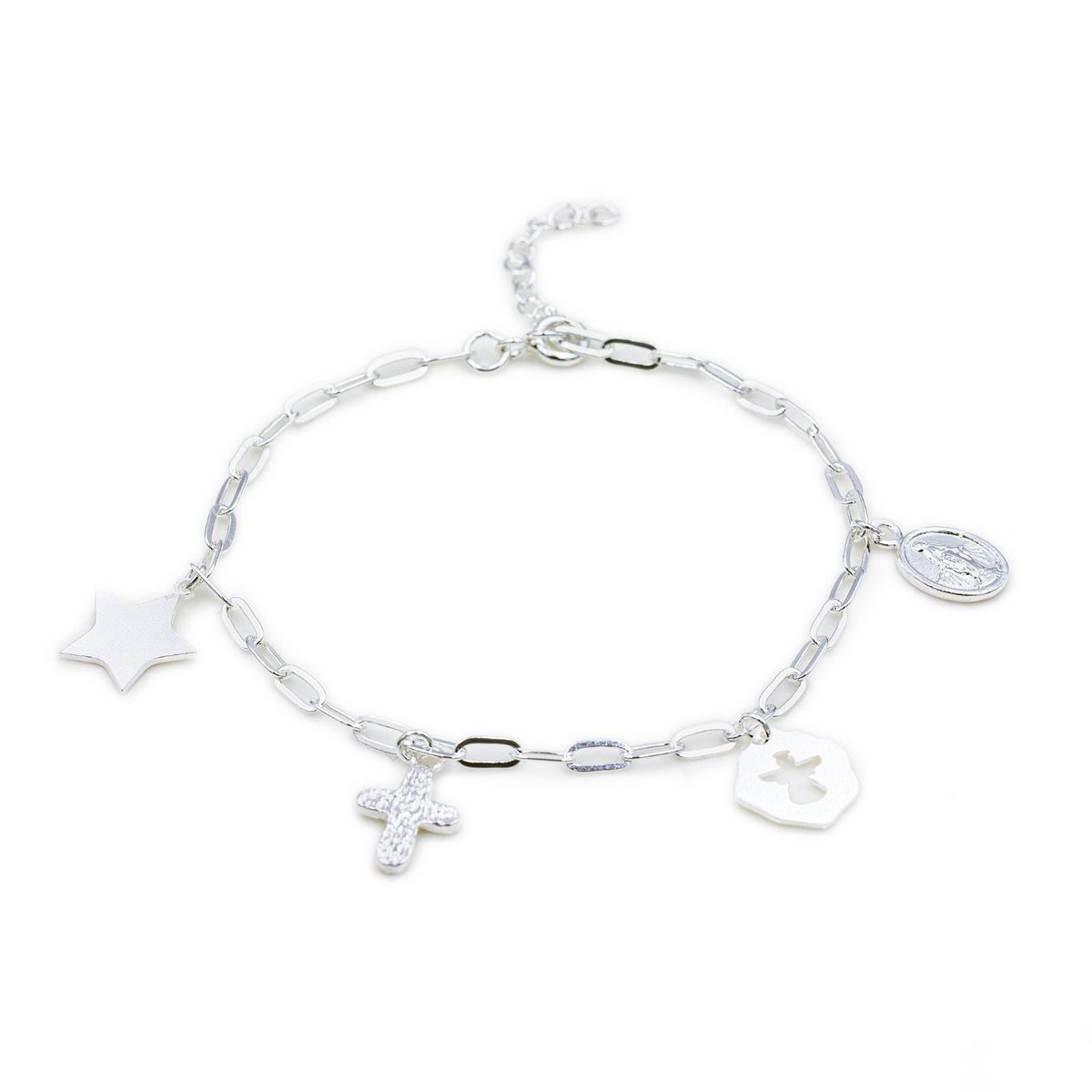 AMBAR JOYERIA - Pulsera de Plata 925 Mix Religiosa Silver