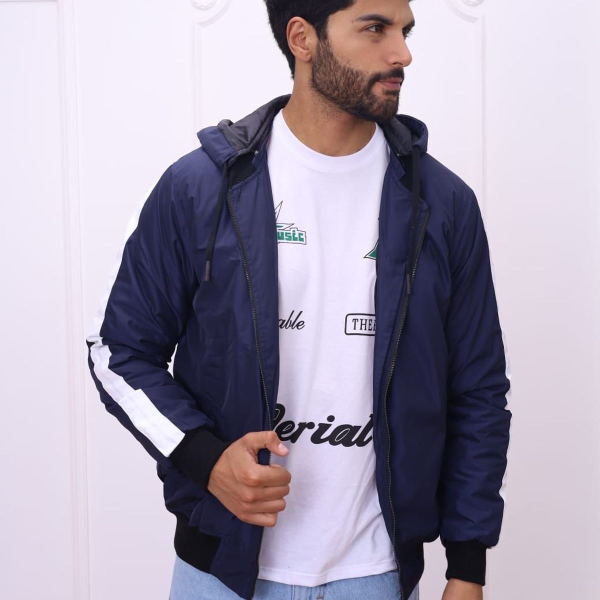 DM DEXMEN - Casaca Dexmen Capucha Desmontable Azul