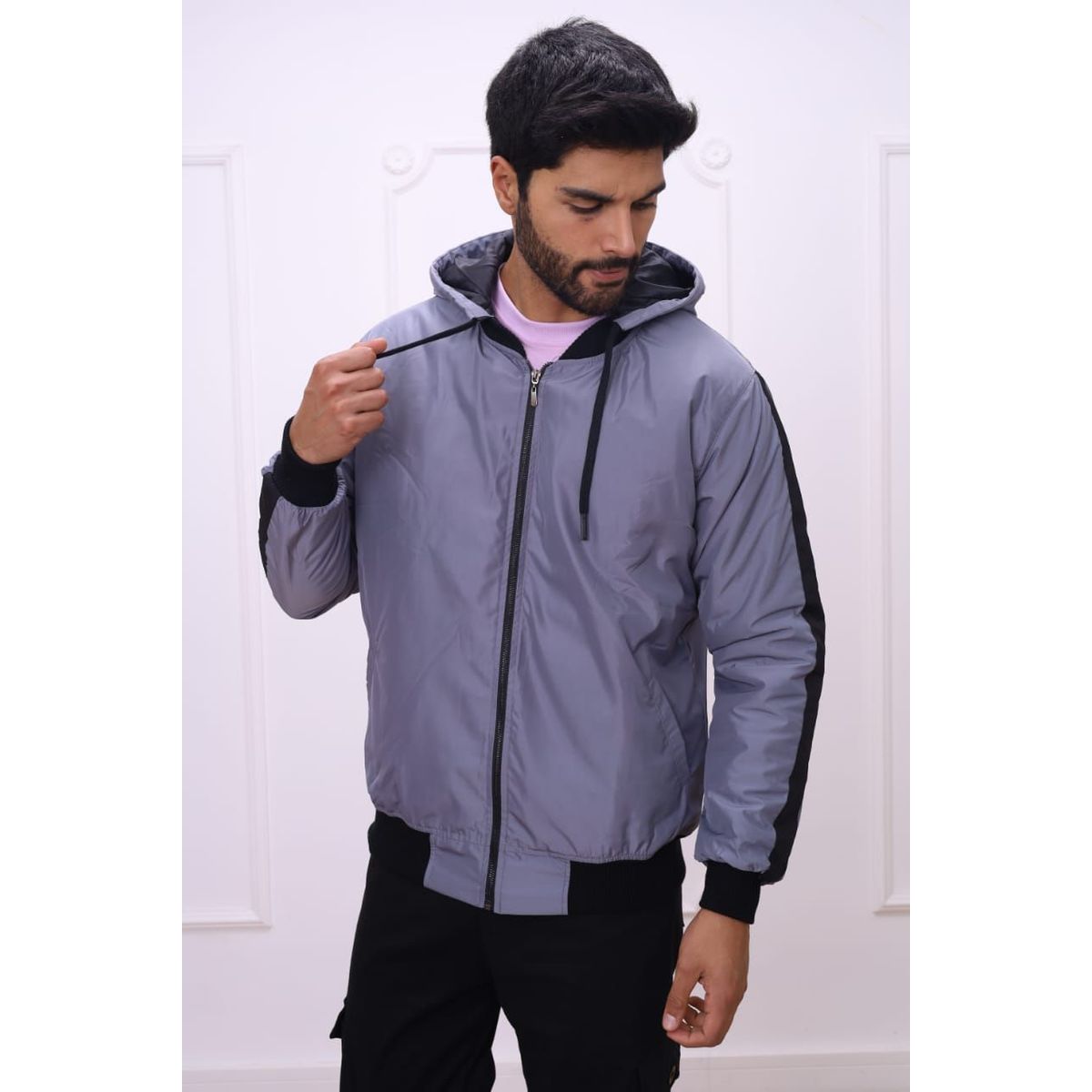 DM DEXMEN - Casaca Dexmen Capucha Desmontable Gris