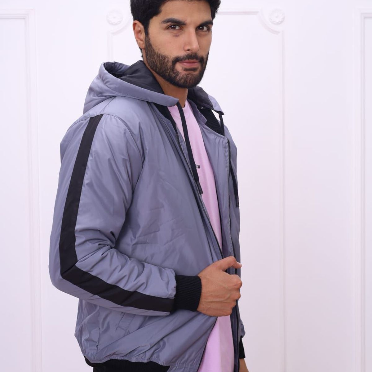 DM DEXMEN - Casaca Dexmen Capucha Desmontable Gris