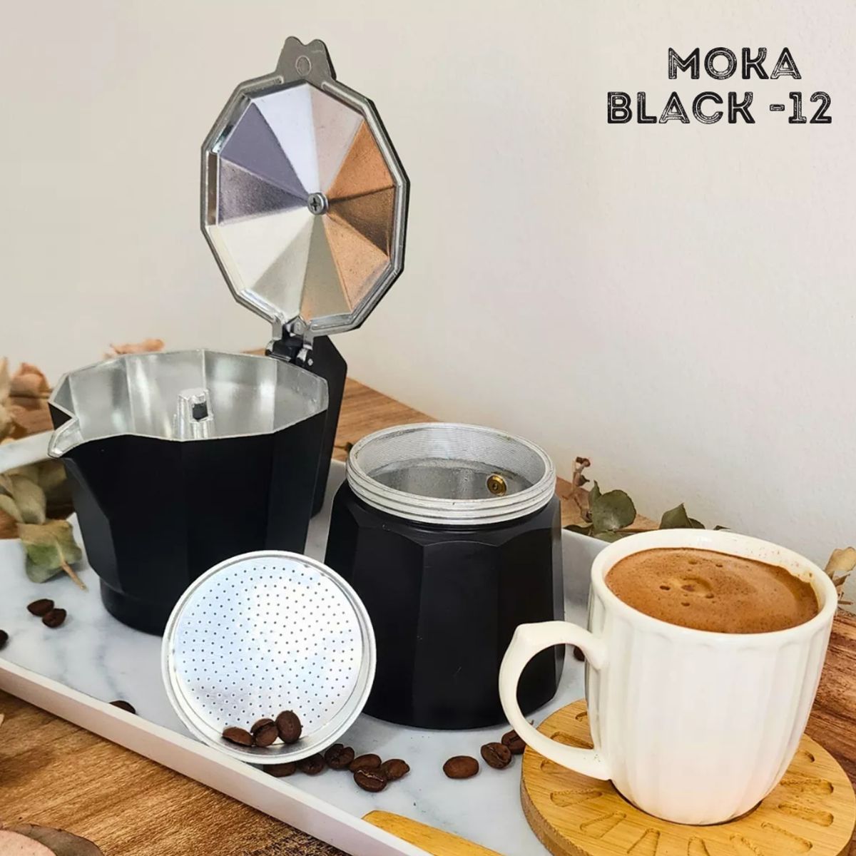 GENERICO - Cafetera Moka  12 tz negro