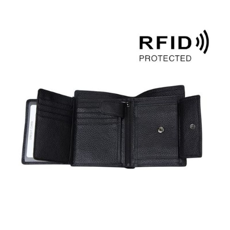 GENERICO - Cuero Genuino Billetera Rfid Anti Magnético 3 Cuerpos