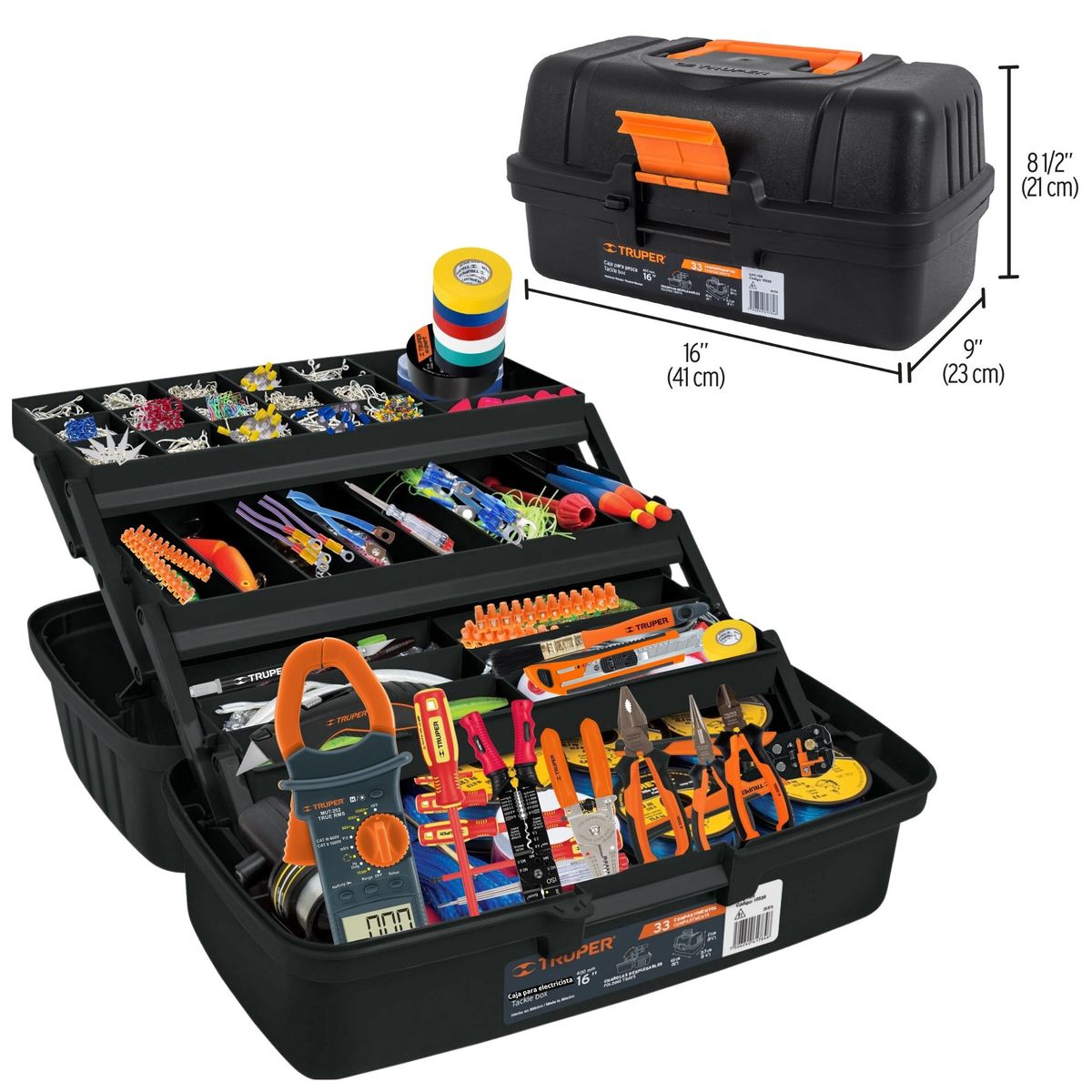 TRUPER - KIT alicates dieléctricos, 6 desarmadores 1000V, Caja de electricistas