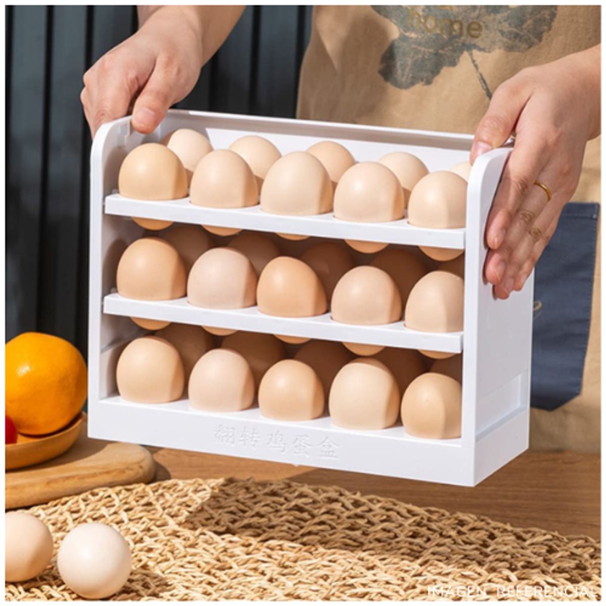 INSPIRA MARKET - Contenedor organizador de huevos 3 niveles Blanco