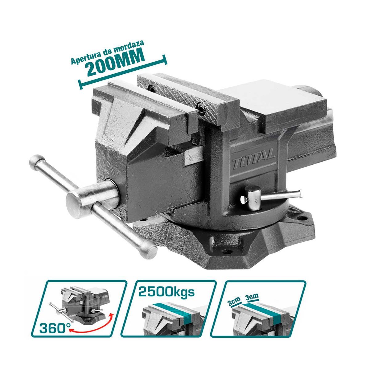 TOTAL TOOLS - TORNILLO BANCO 8 MORZA YUNQUE BASE GIRATORIASET DESARMADOR