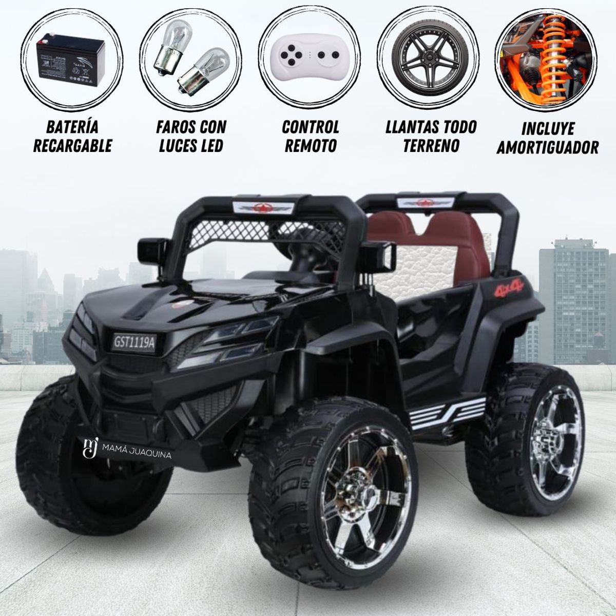 KING - Carro a Batería 4 x 4 King «GST EXPERT» Todo Terreno Black