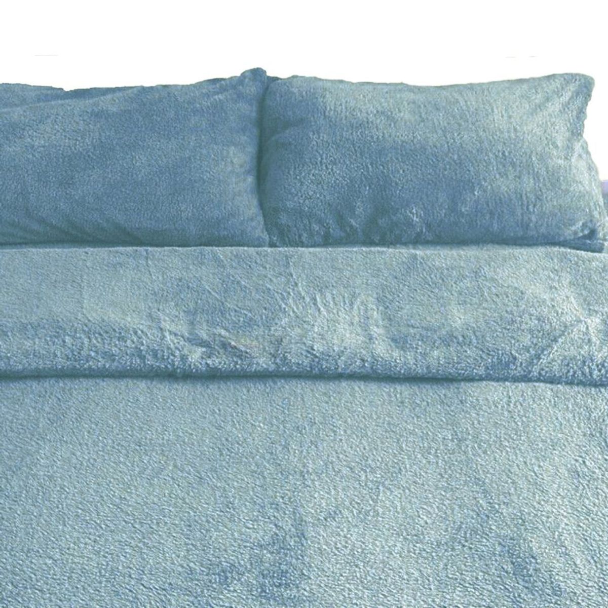 GENERICO - 3 piezas Colcha de peluche y funda para almohadas full verde cemento