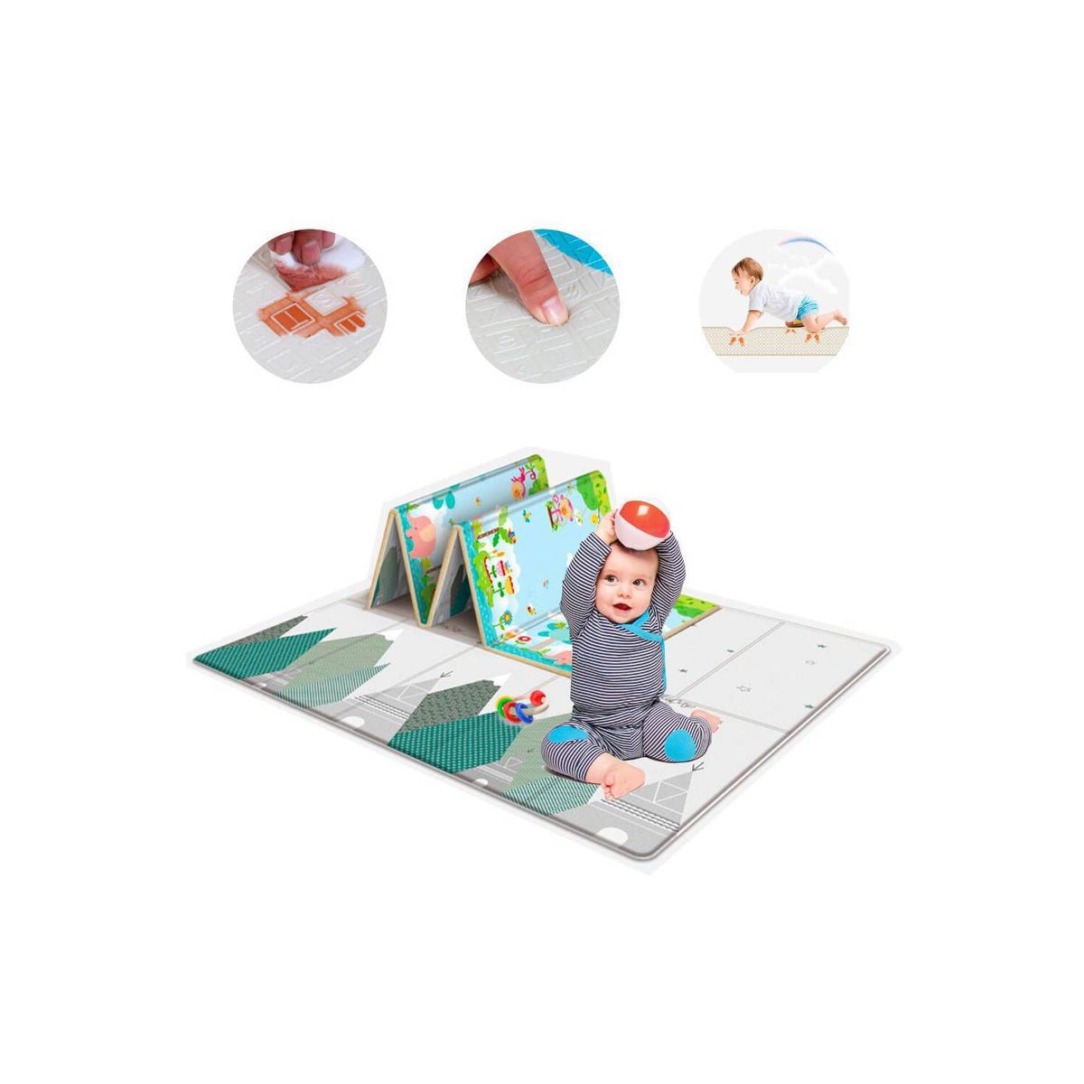 GENERICO - Piso Alfombra Plegable Impermeable Reversible Niños y Bebés