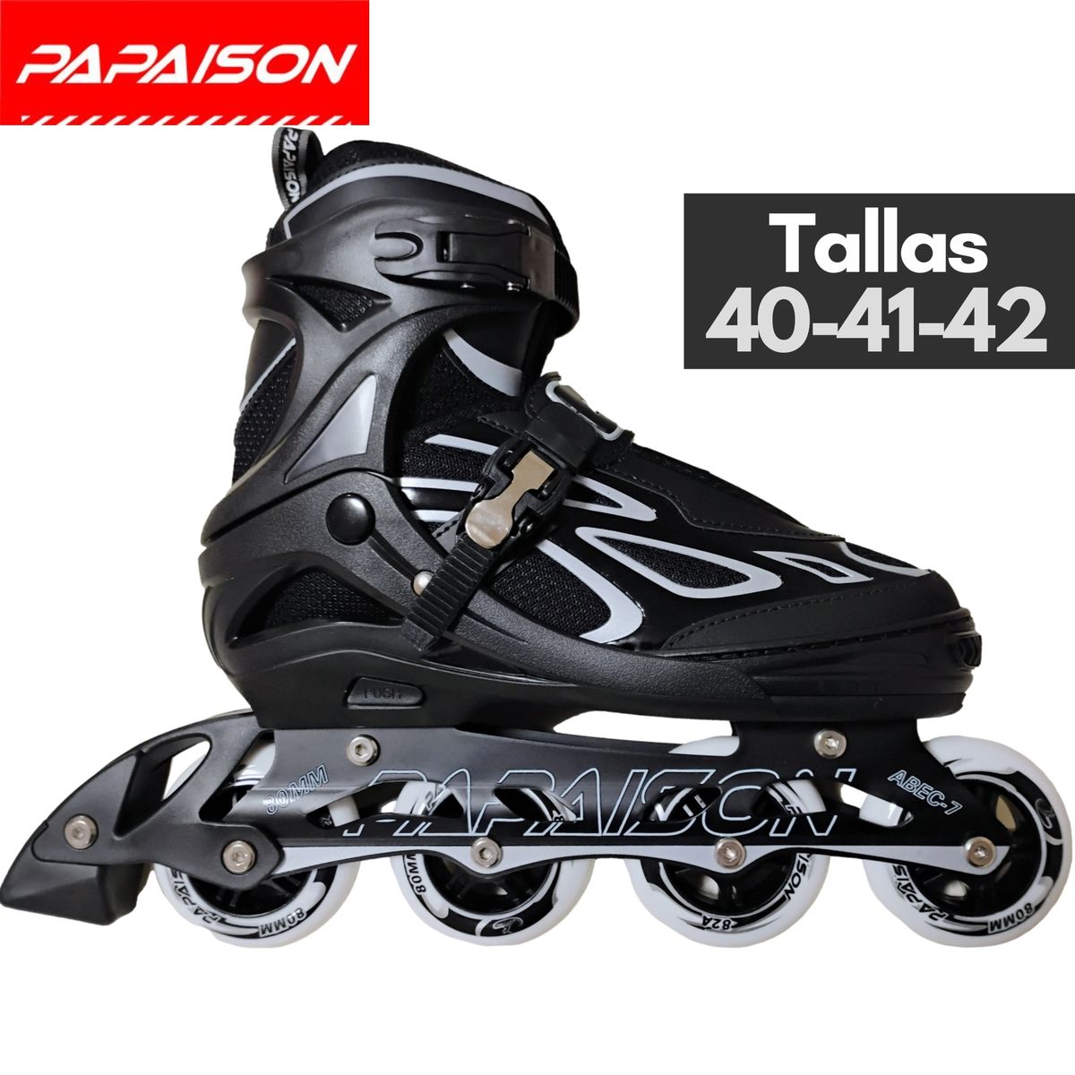 PAPAISON - Patines Lineales Ajustables Adultos F08 BK Tallas 40-41-42
