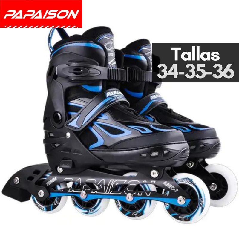 PAPAISON - Patines Lineales Ajustables Clásicos F08 BL Tallas 34-35-36