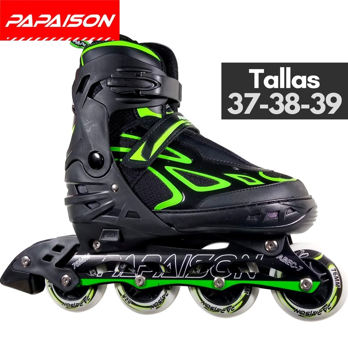 PAPAISON - Patines Lineales Ajustables Clásicos F08 GN Tallas 37-38-39