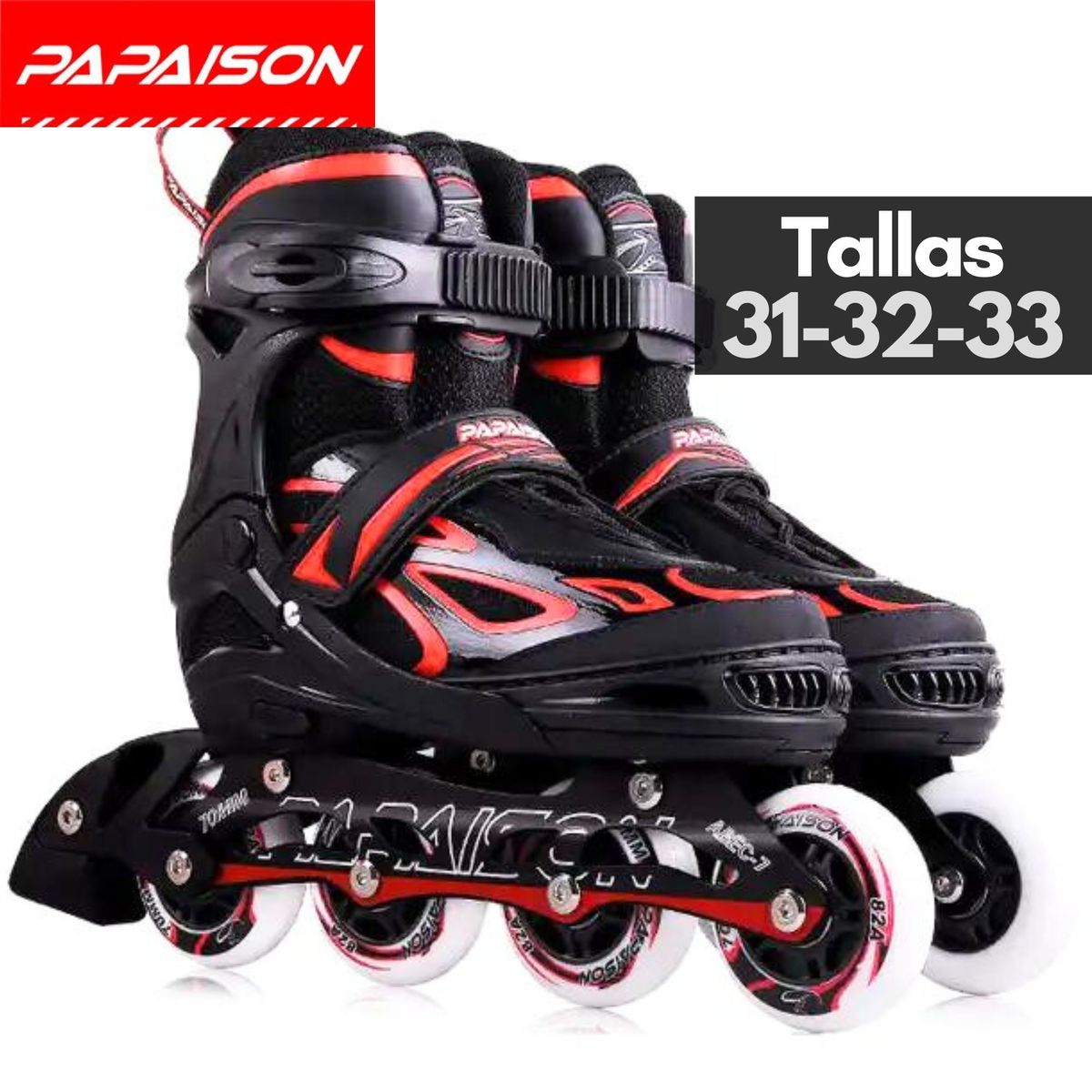 PAPAISON - Patines Lineales Ajustables Clásicos F08 RD Tallas 31-32-33