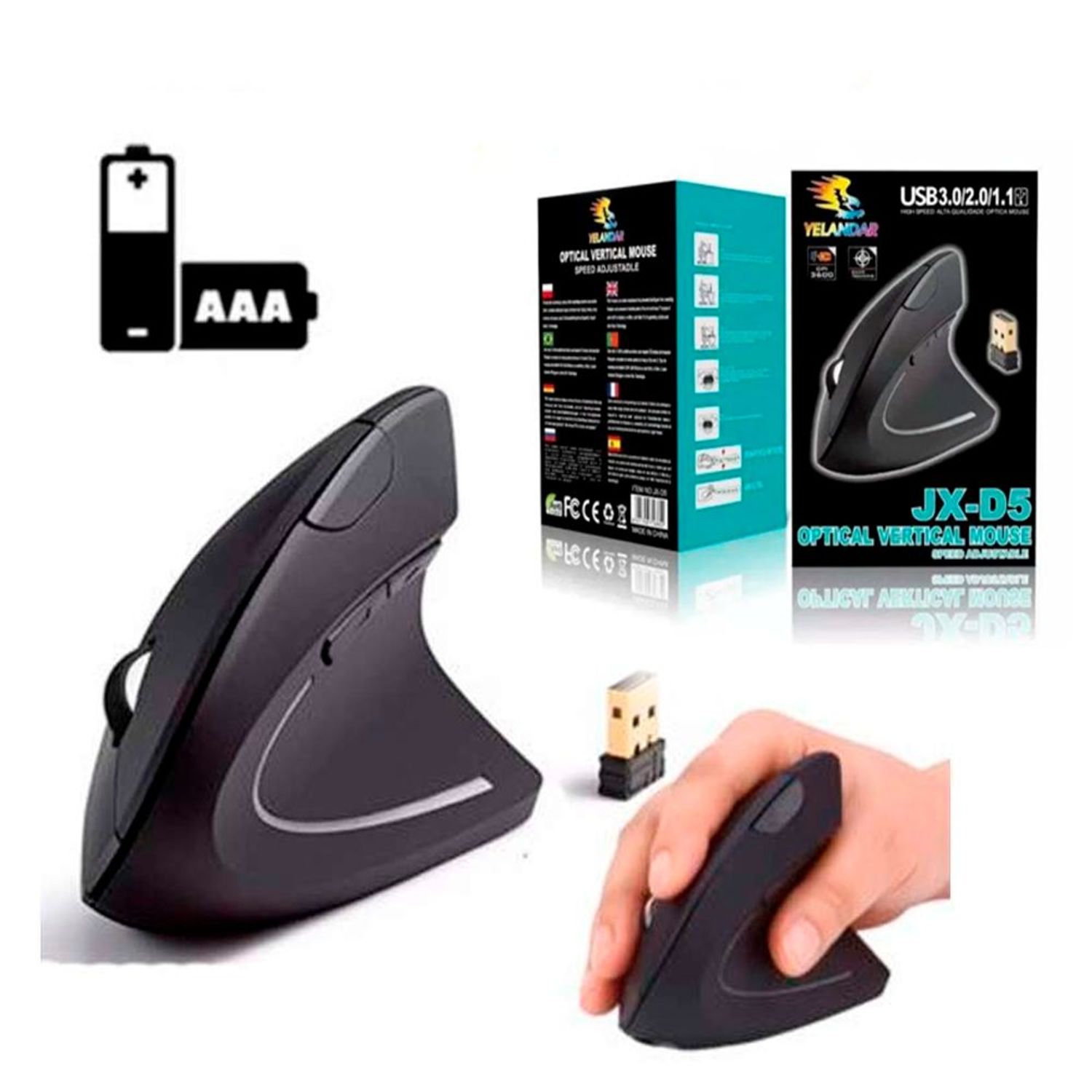 Ewent EW3157 Ratón Ergonómico Vertical Con Cable 1800DPI