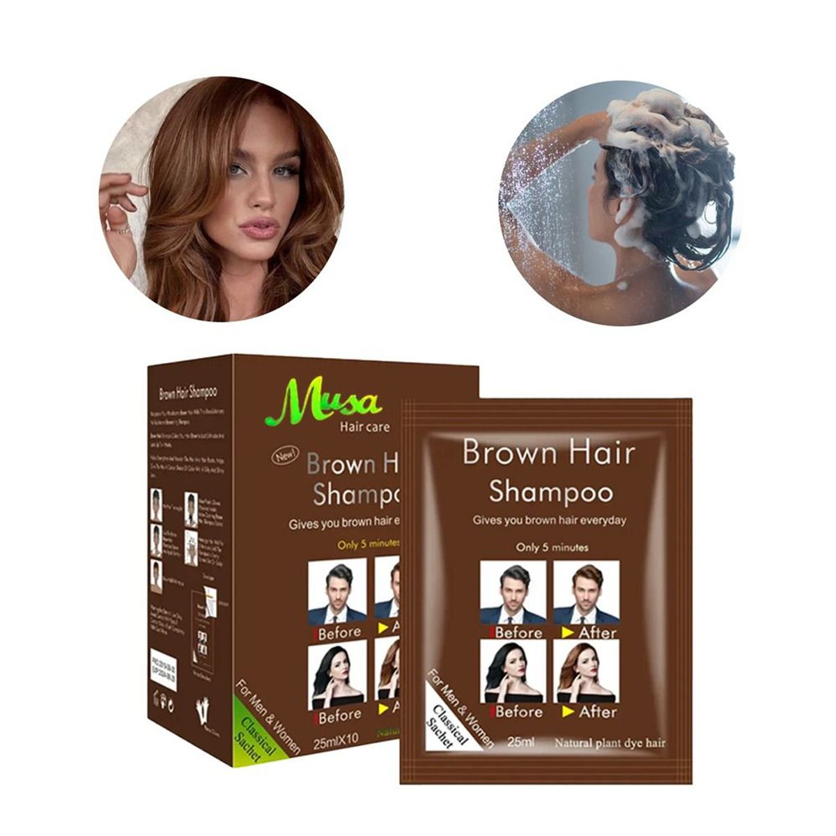 DEXE - Shampoo Cubre Canas Dexe Negro y Shampoo Musa cubre Canas Marrón