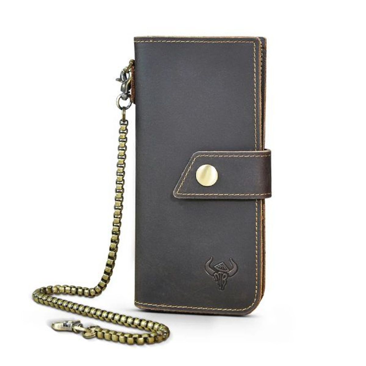 GENERICO - Cartera Billetera de Mano de Cuero Genuino Patmos Marrón