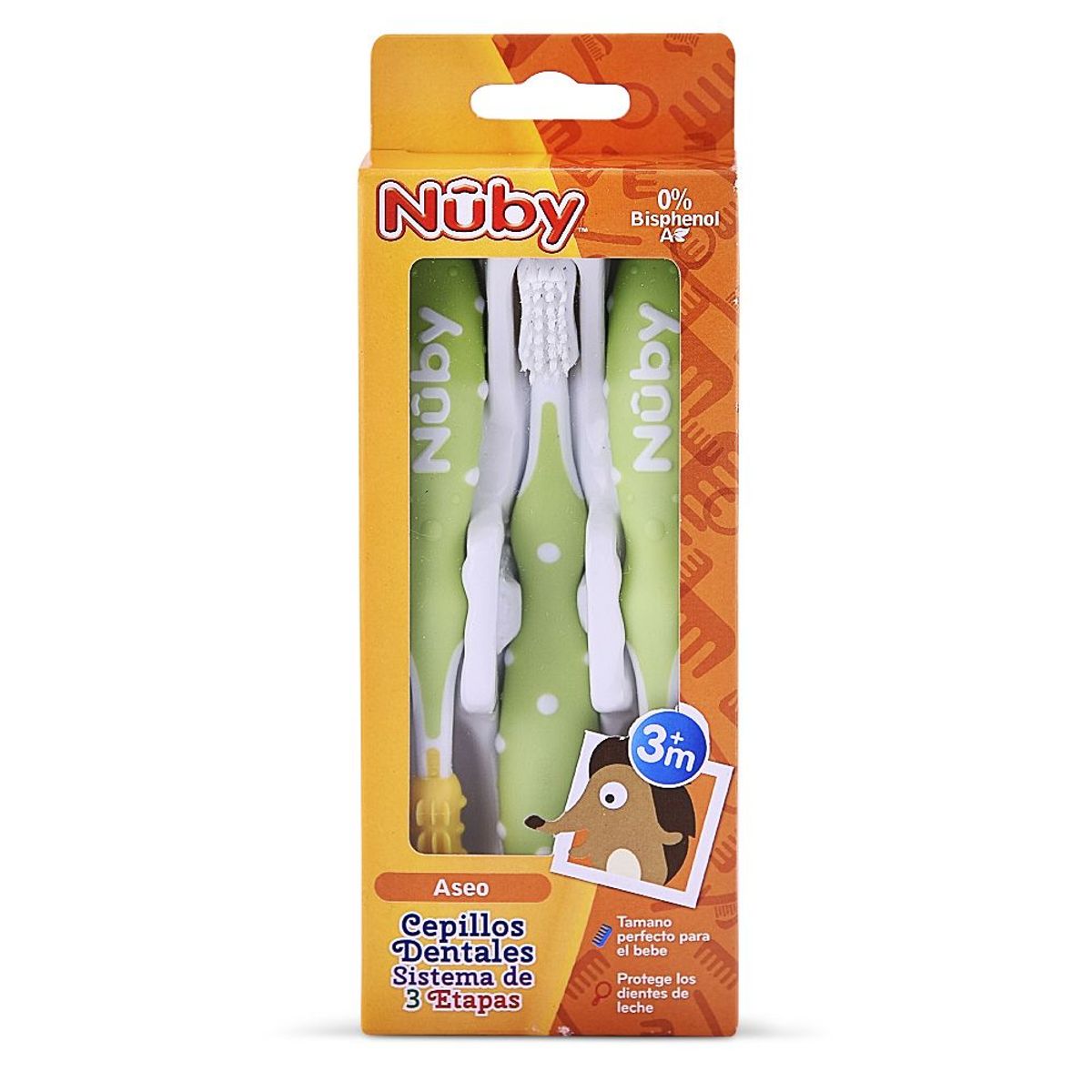 NUBY - Set Cepillo Dental X 3 Unidades Verde Nuby
