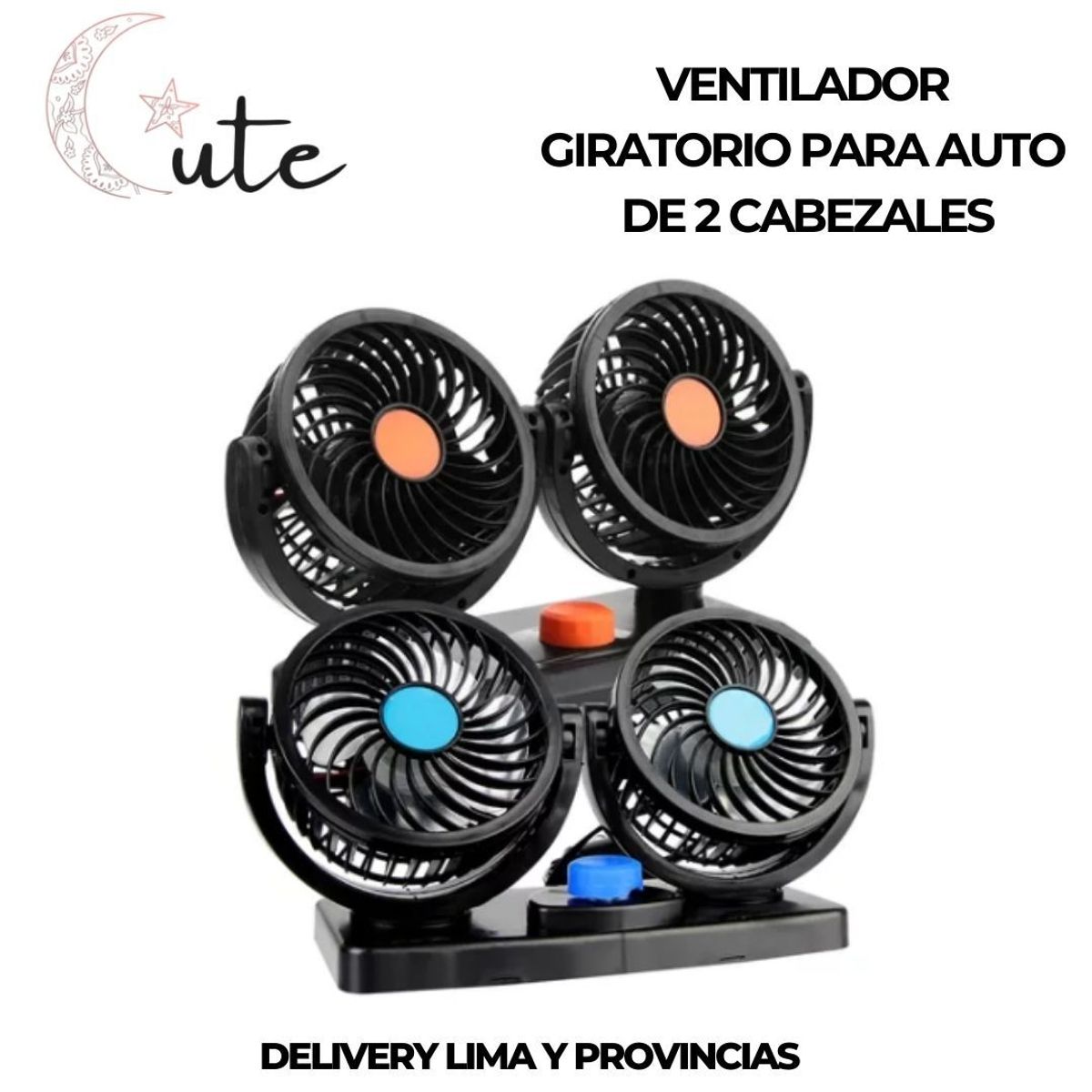 GENERICO - VENTILADOR PARA AUTO DE DOBLE CABEZAL 360°