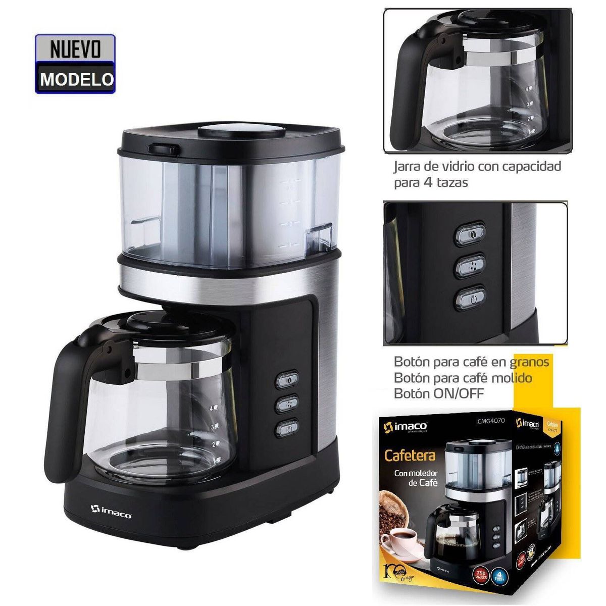 IMACO - Cafetera con molinillo Imaco ICMG4070 750W