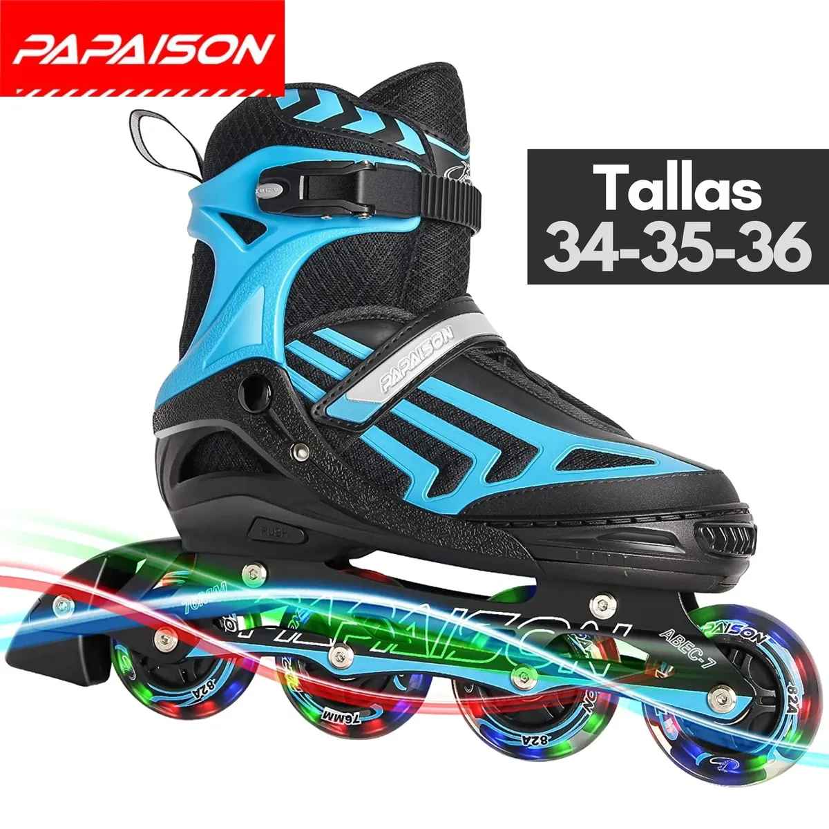 PAPAISON - Patines Lineales Ajustables Clásicos A49 BL Tallas 34-35-36