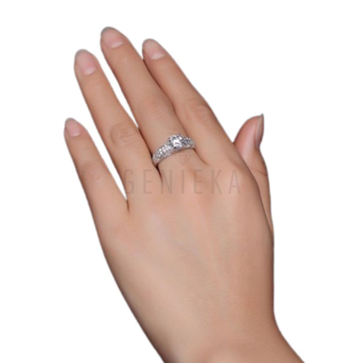 GENERICO - Aro Compromiso Shiny Deluxe Bañado Oro Blanco18K Aniversario Genieka