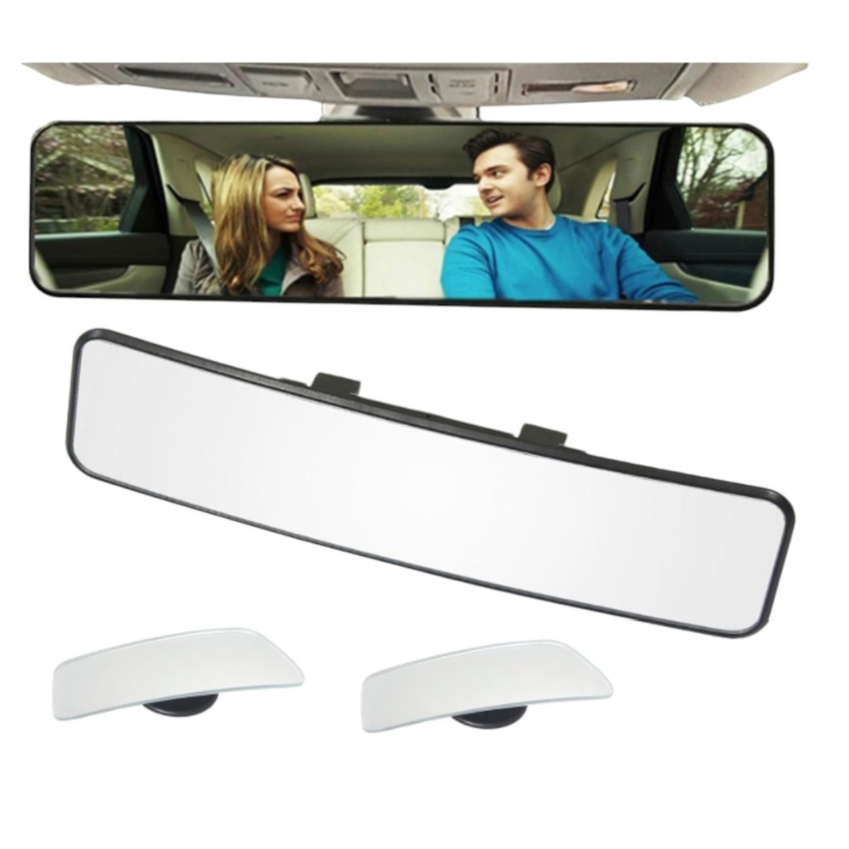 GENERICO - Pack Punto Ciego Espejo Retrovisor Panorámico+ 2 Rectangu KB