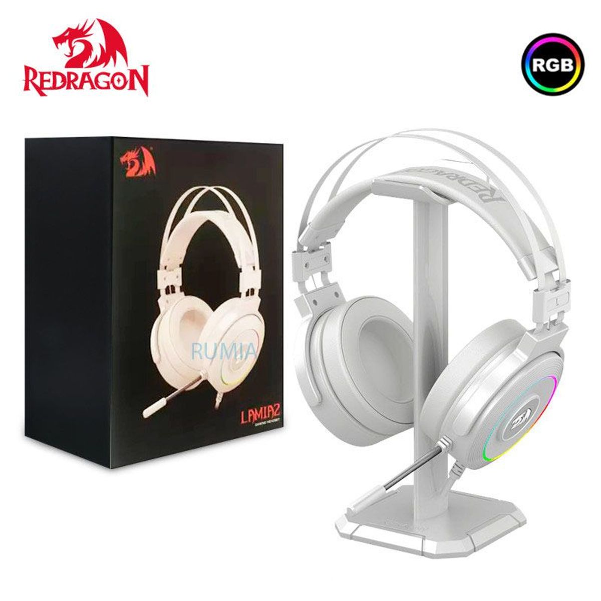 REDRAGON - Auriculares Redragon LAMIA WHITE H320W RGB 7.1 Virtual