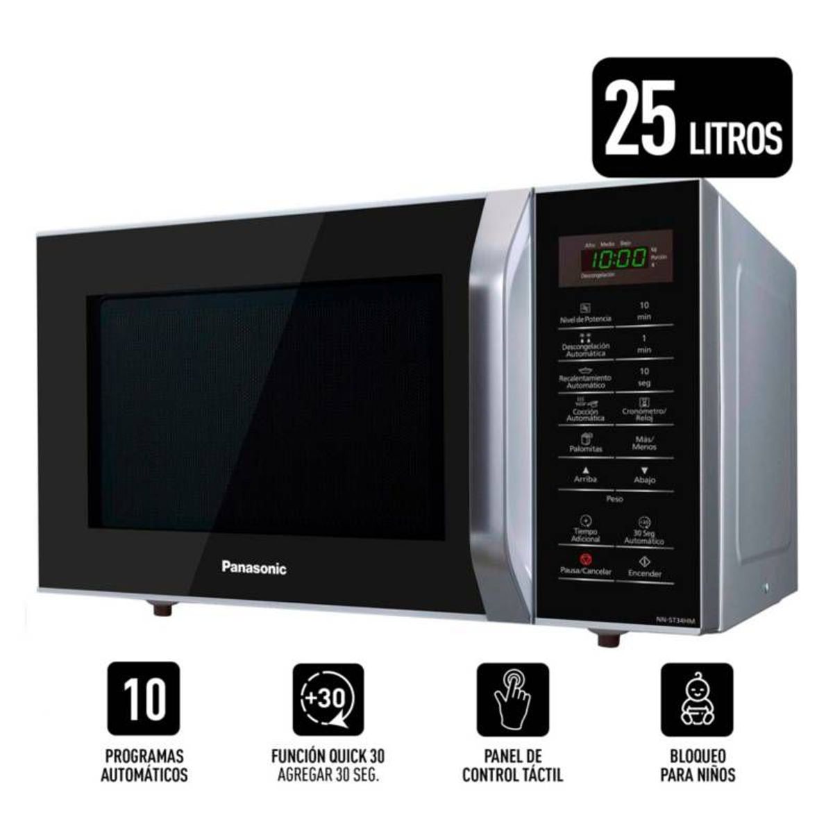 PANASONIC - Microondas Panasonic NN-SB34HMRPK Negro 25L.