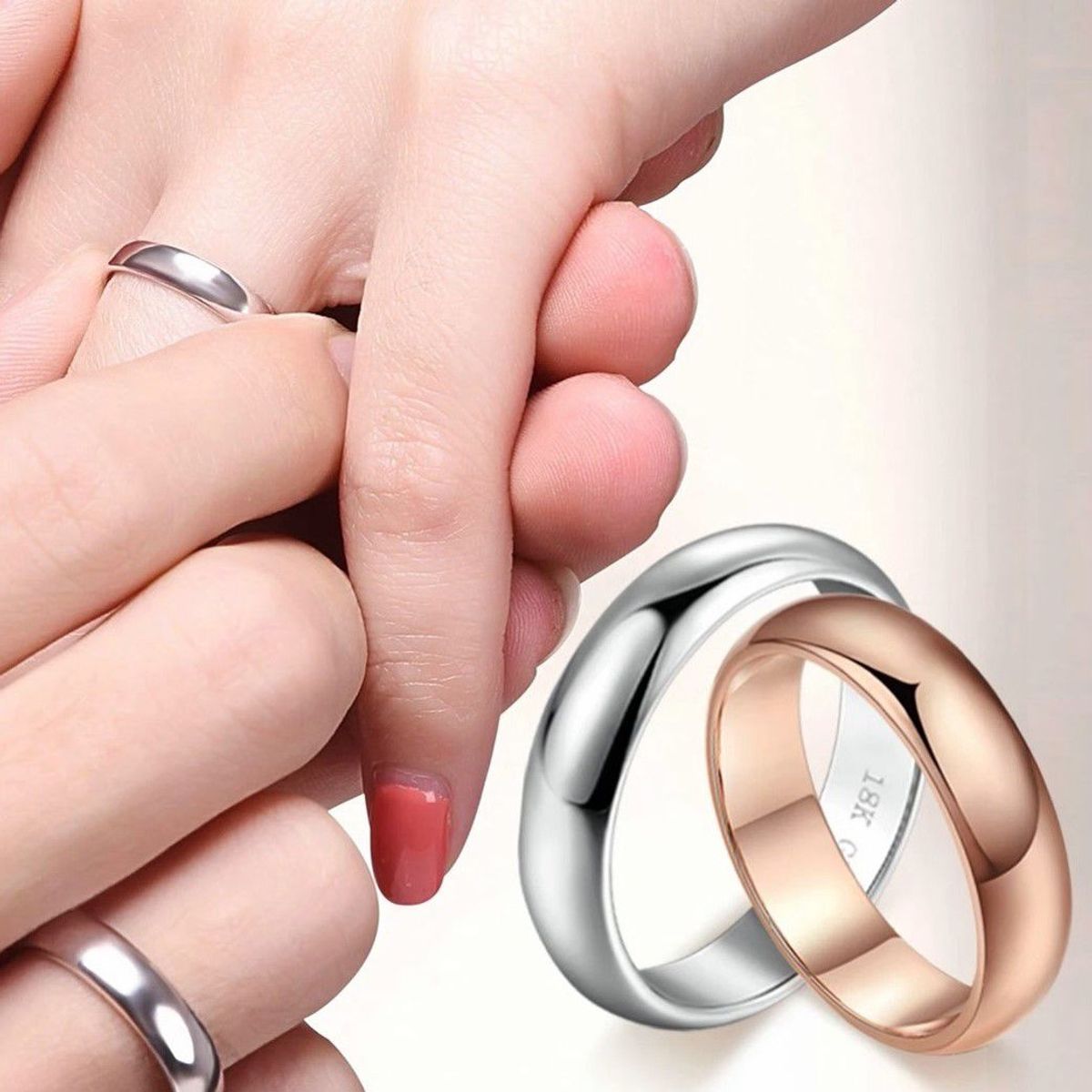 GENERICO - Aro Compromiso Eternal Love Bañado Oro Blanco18 K Aniversario Genieka