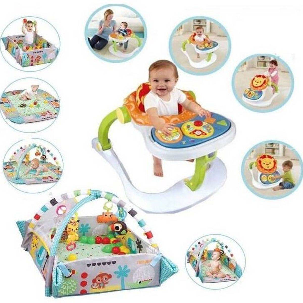 GENERICO - Combo andador 4 en 1 + alfombra de dibujos