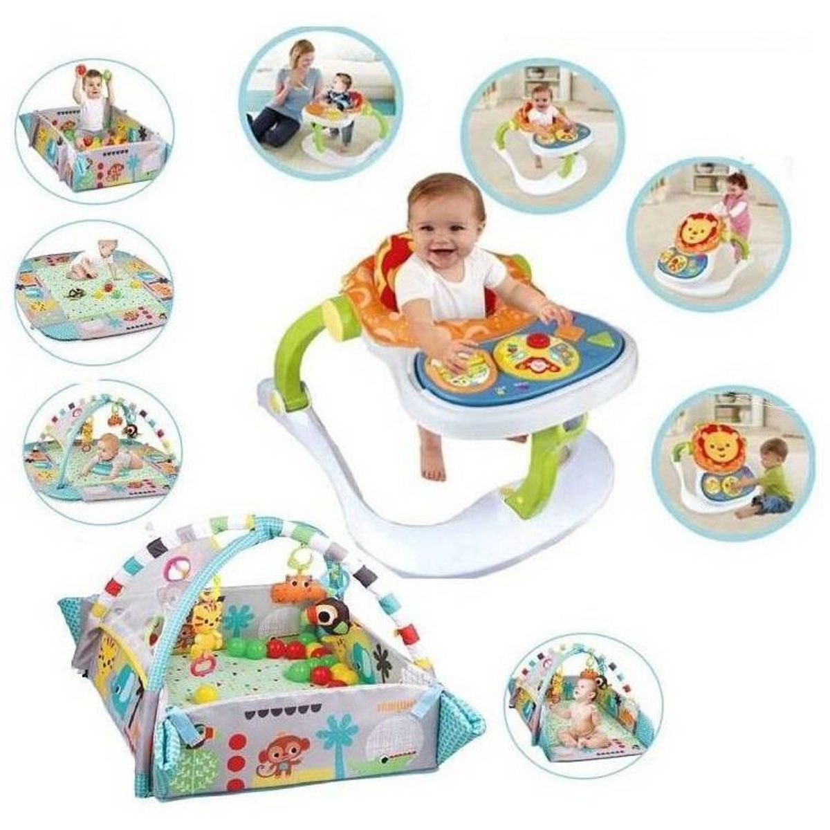 GENERICO - Combo andador 4 en 1 + alfombra de dibujos