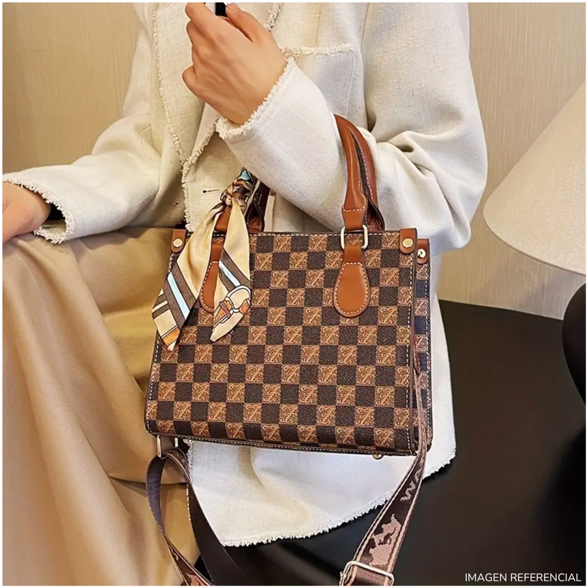 INSPIRA MARKET - Bolso cartera elegante de cuadros