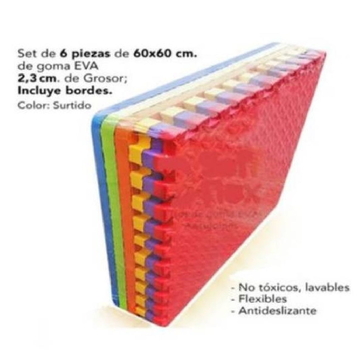 GENERICO - Piso de Goma Eva para Bebes 6 Piezas de 60x60 2.3 de espesor