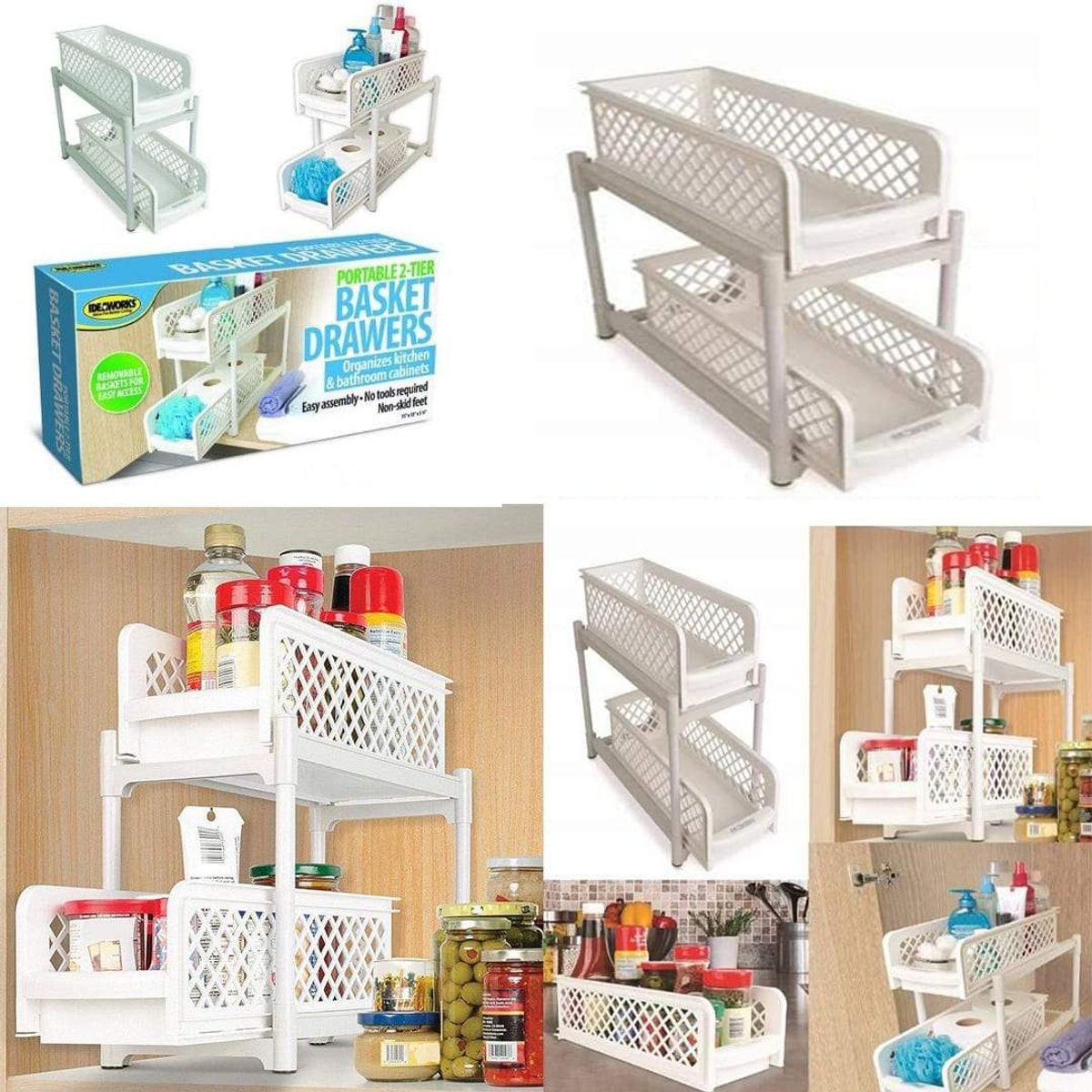 GENERICO - Organizador extraíble de 2 niveles para armario de cocina,