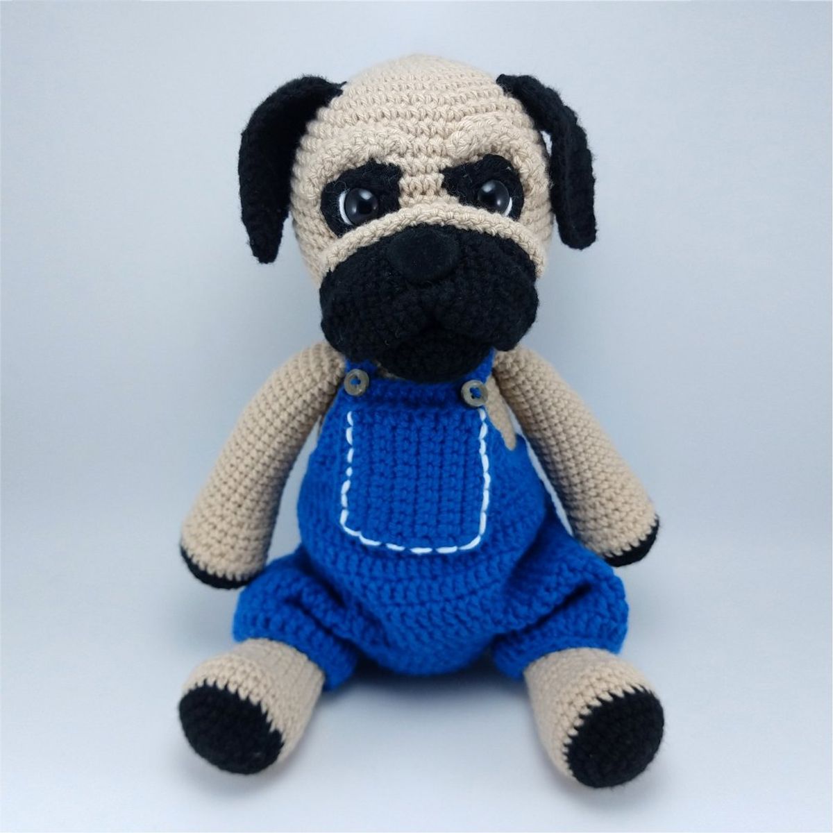 GENERICO - Perro Pug amigurumi 26cm peluche