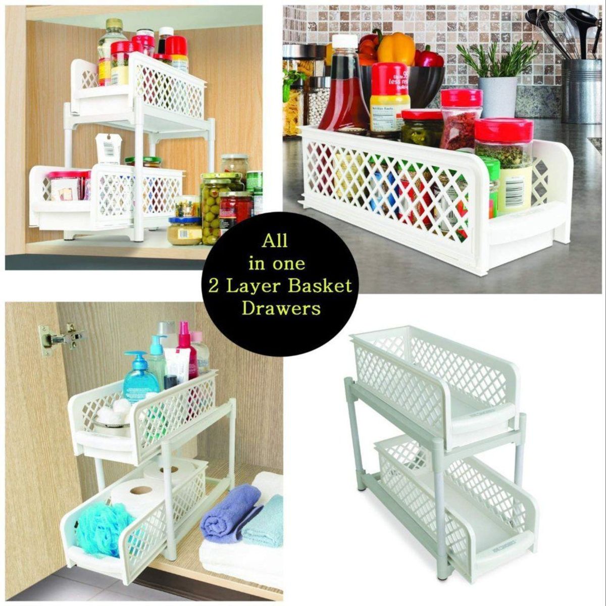 Organizador extraíble de 2 niveles para armario de cocina,, marca GENERICO - Foto Principal