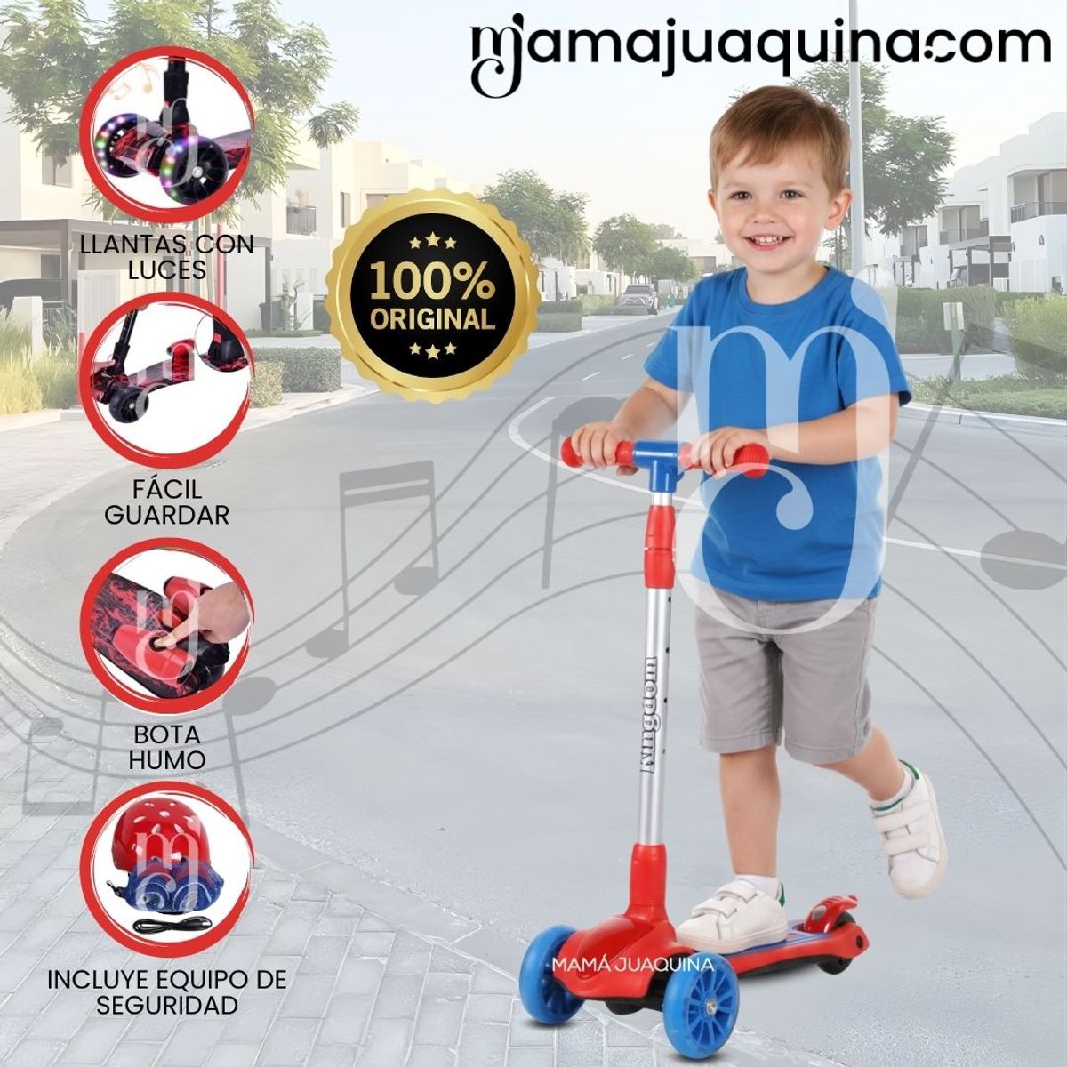 KINGDOM - Scooter para Niños Efecto Bota Humo «KINGDOM I» Red