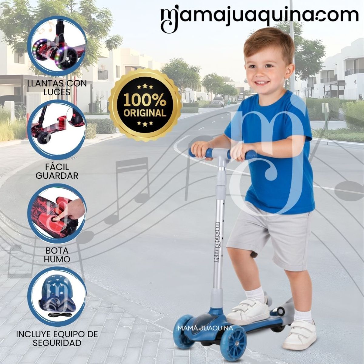 KINGDOM - Scooter para Niños Efecto Bota Humo «KINGDOM I» Blue