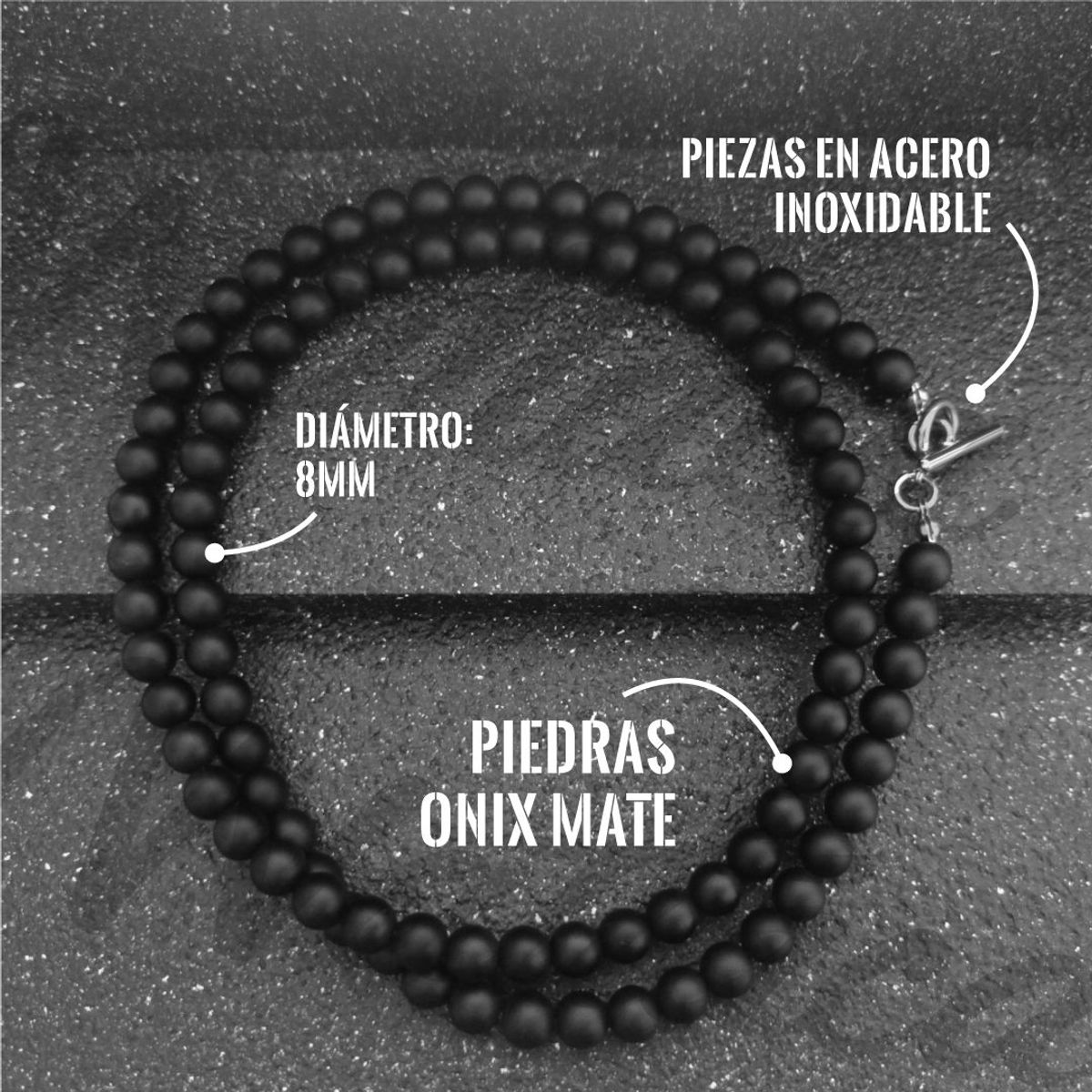 WATTACA - Collar Essential Masculino Onix Mate para hombre - Joyas Wattaca