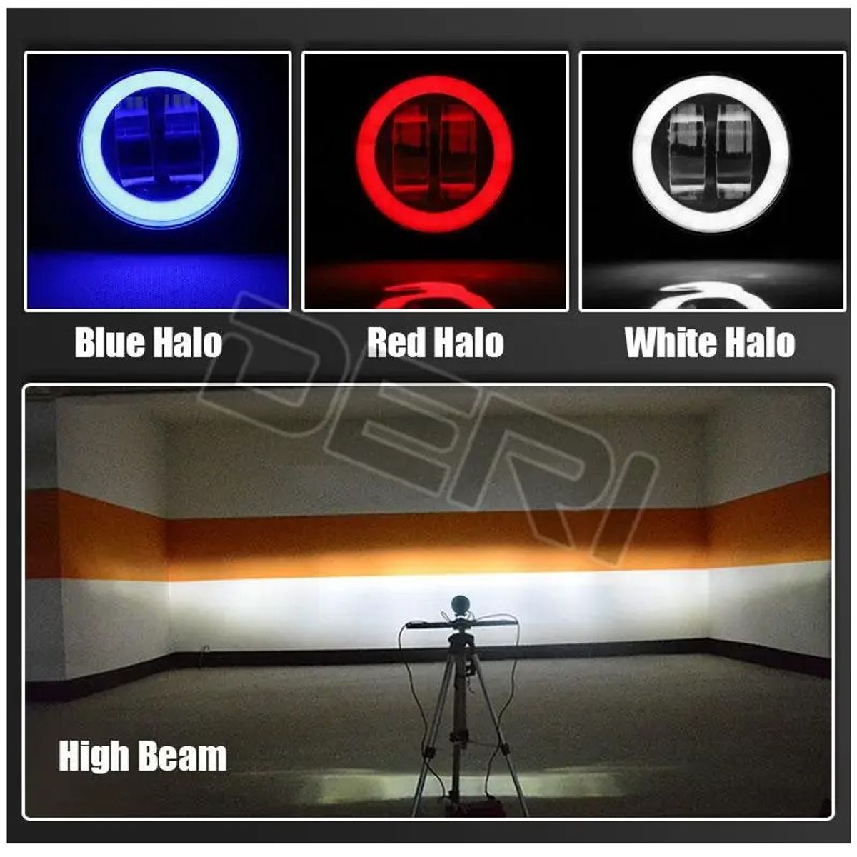 GENERICO - Faro Redondo Ojo De Ángel 7cm 20w Lupa 6d Aro Rojo