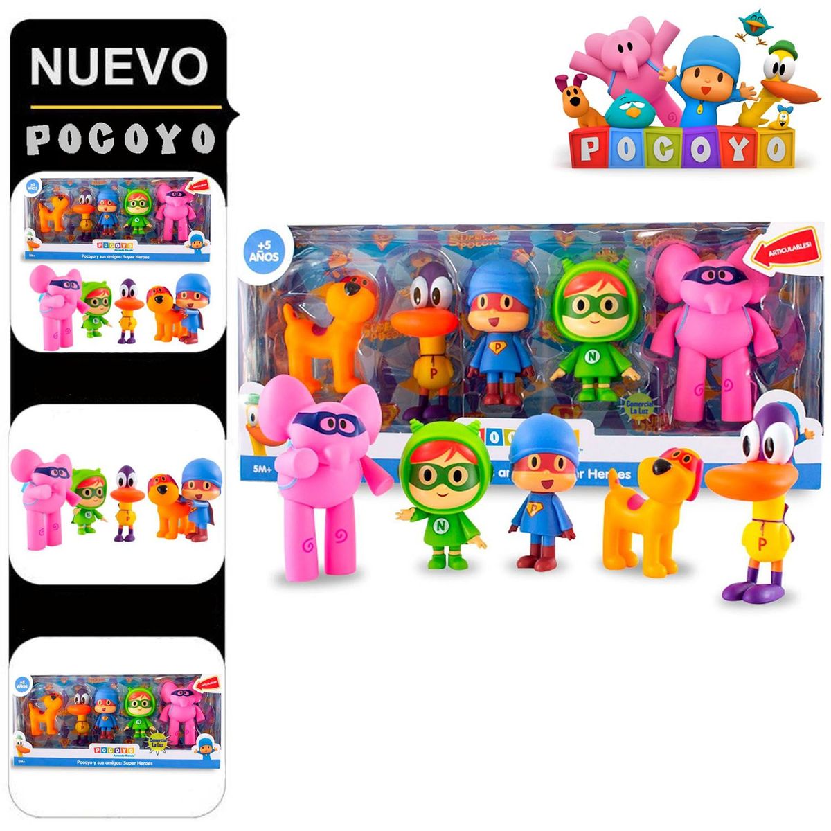 POCOYO - Set de Figuras Articulables Pocoyo y sus Amigos 5pcs